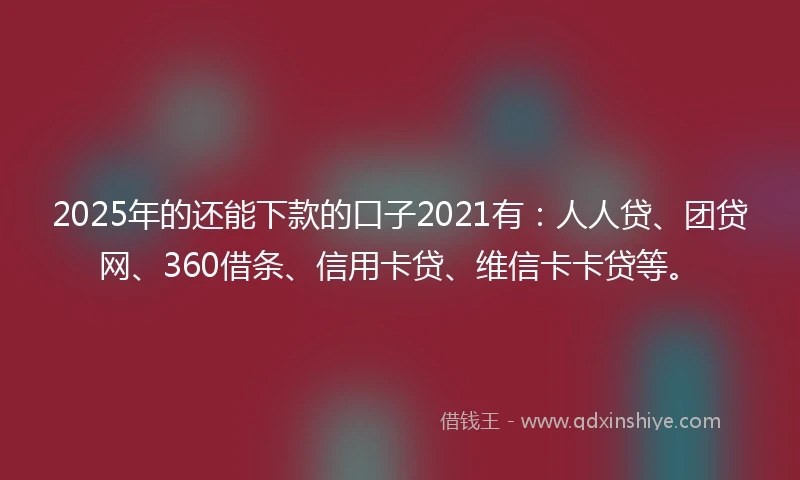 2025年的还能下款的口子2021有：人人贷、团贷网、360借条、信用卡贷、维信卡卡贷等。