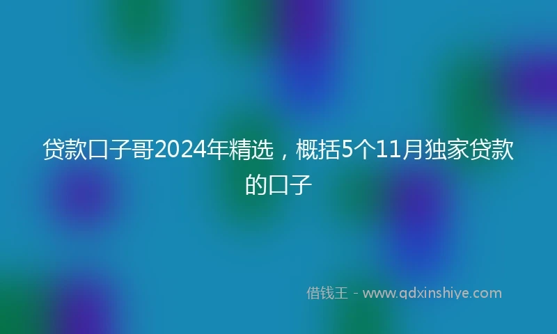 贷款口子哥2024年精选，概括5个11月独家贷款的口子