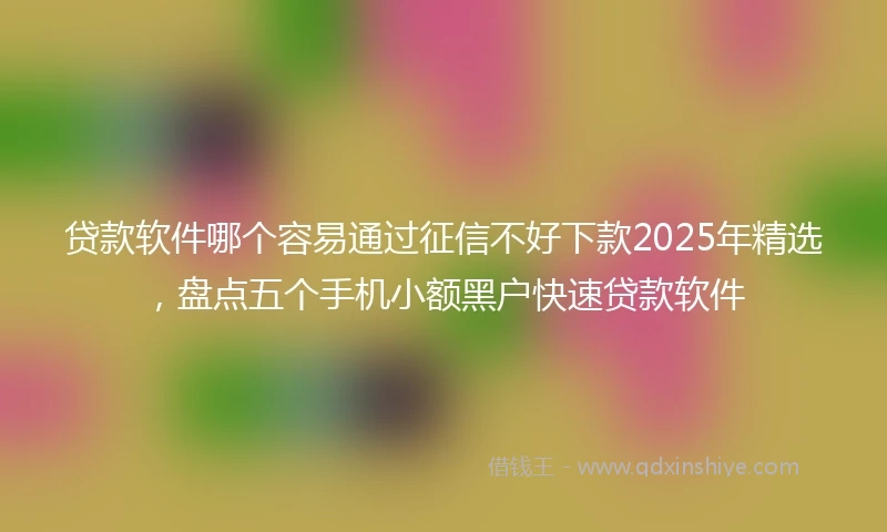 贷款软件哪个容易通过征信不好下款2025年精选，盘点五个手机小额黑户快速贷款软件