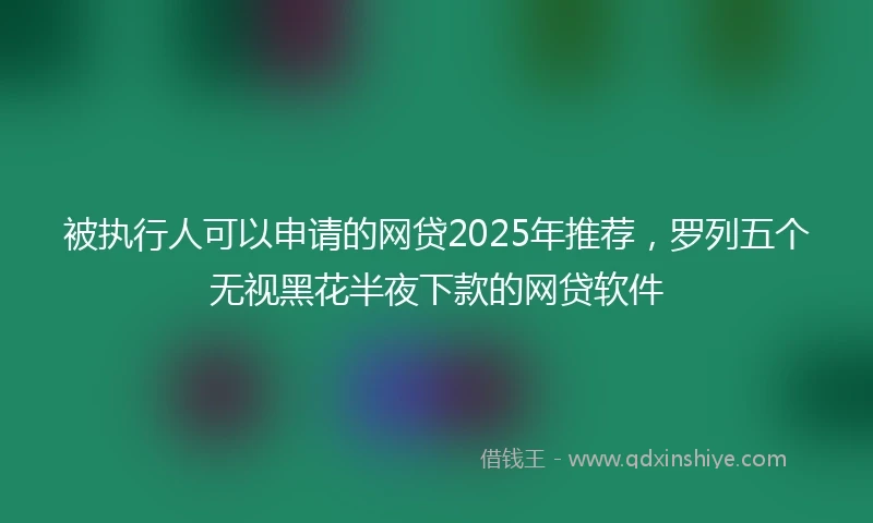 被执行人可以申请的网贷2025年推荐，罗列五个无视黑花半夜下款的网贷软件