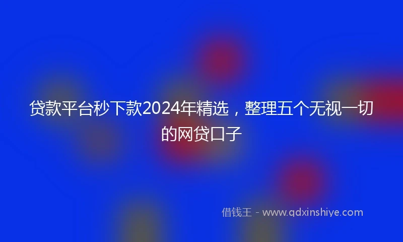 贷款平台秒下款2024年精选，整理五个无视一切的网贷口子