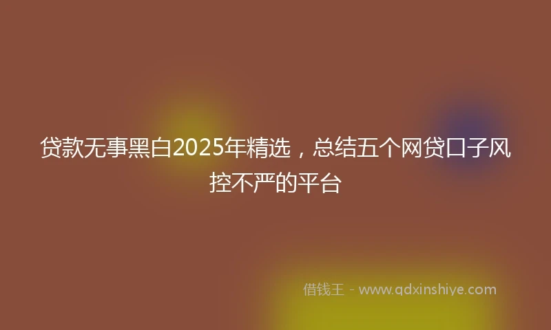 贷款无事黑白2025年精选，总结五个网贷口子风控不严的平台