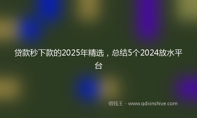 贷款秒下款的2025年精选，总结5个2024放水平台