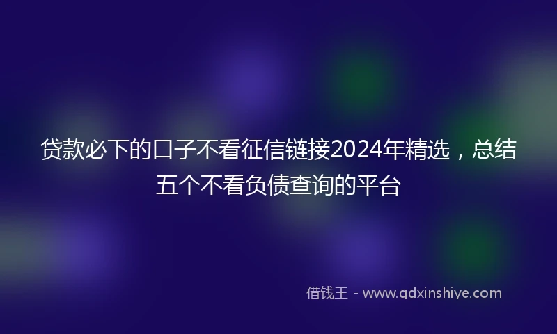 贷款必下的口子不看征信链接2024年精选，总结五个不看负债查询的平台