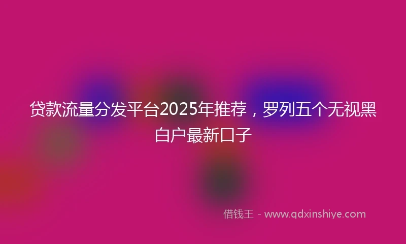 贷款流量分发平台2025年推荐，罗列五个无视黑白户最新口子