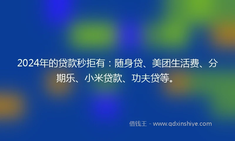 2024年的贷款秒拒有：随身贷、美团生活费、分期乐、小米贷款、功夫贷等。
