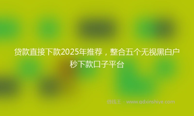 贷款直接下款2025年推荐，整合五个无视黑白户秒下款口子平台
