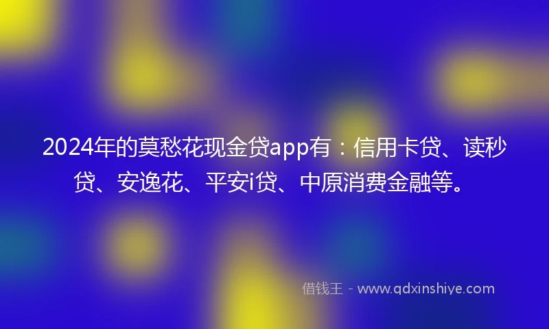 2024年的莫愁花现金贷app有：信用卡贷、读秒贷、安逸花、平安i贷、中原消费金融等。