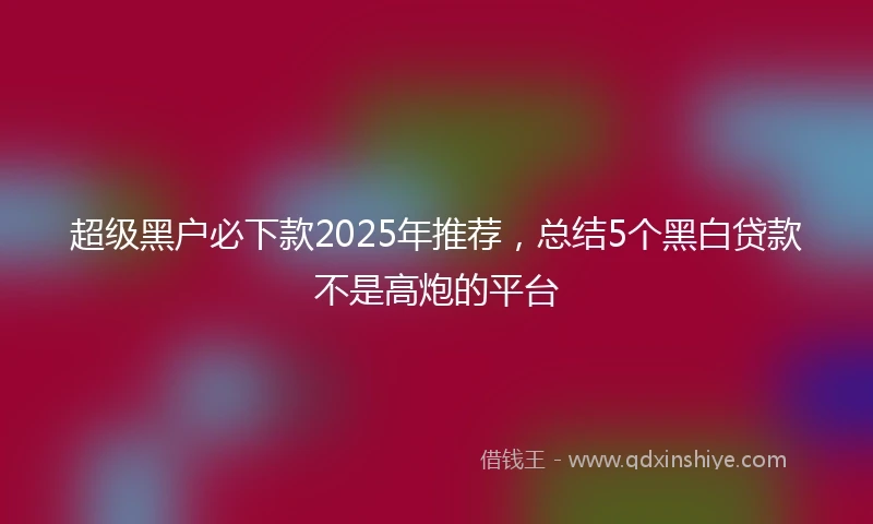 超级黑户必下款2025年推荐，总结5个黑白贷款不是高炮的平台