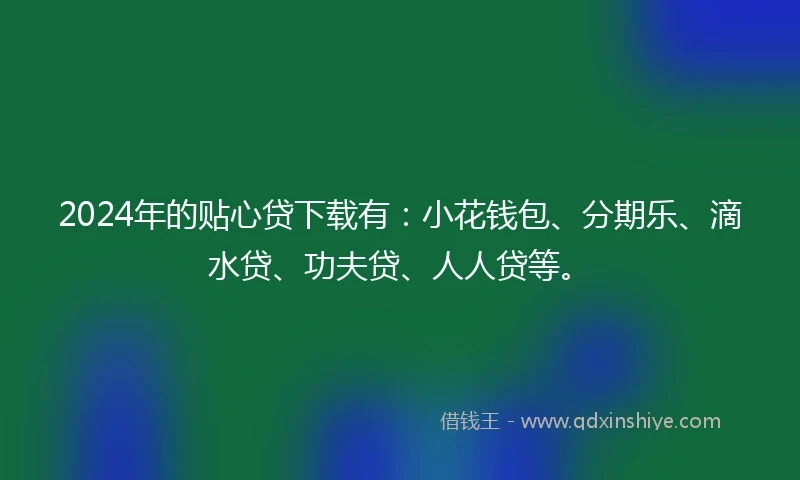 2024年的贴心贷下载有：小花钱包、分期乐、滴水贷、功夫贷、人人贷等。