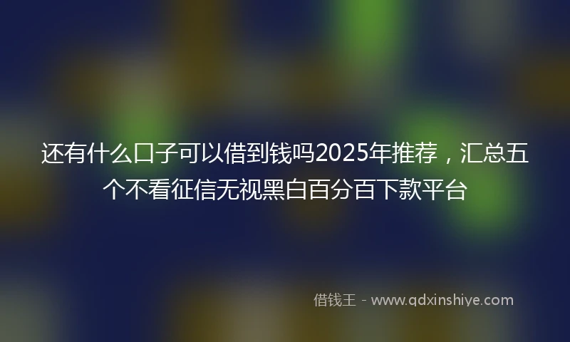 还有什么口子可以借到钱吗2025年推荐，汇总五个不看征信无视黑白百分百下款平台