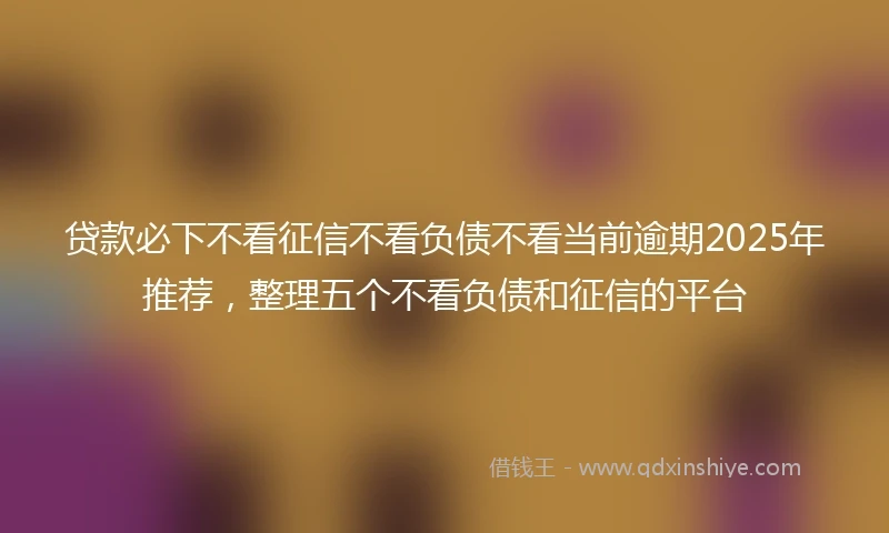 贷款必下不看征信不看负债不看当前逾期2025年推荐，整理五个不看负债和征信的平台