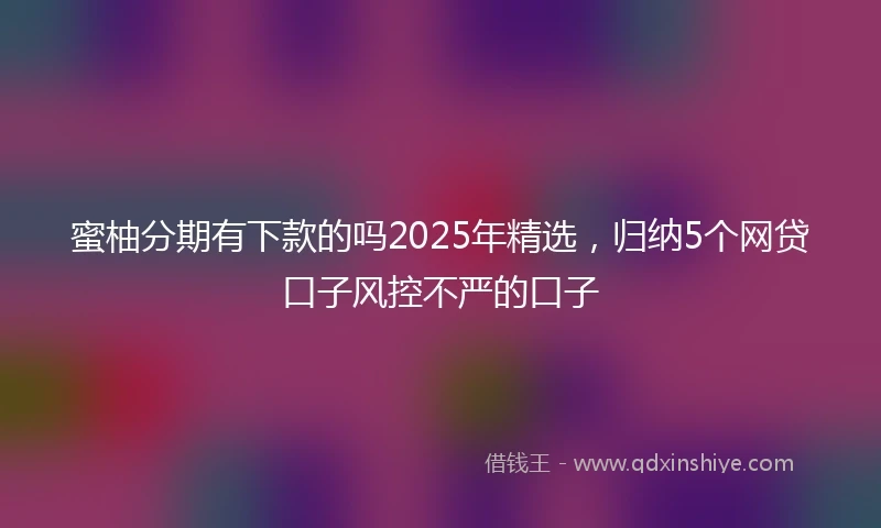 蜜柚分期有下款的吗2025年精选，归纳5个网贷口子风控不严的口子