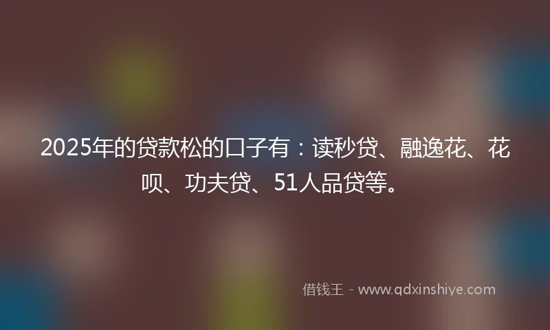 2025年的贷款松的口子有：读秒贷、融逸花、花呗、功夫贷、51人品贷等。