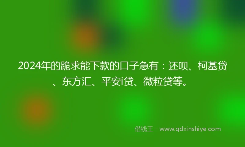 2024年的跪求能下款的口子急有：还呗、柯基贷、东方汇、平安i贷、微粒贷等。
