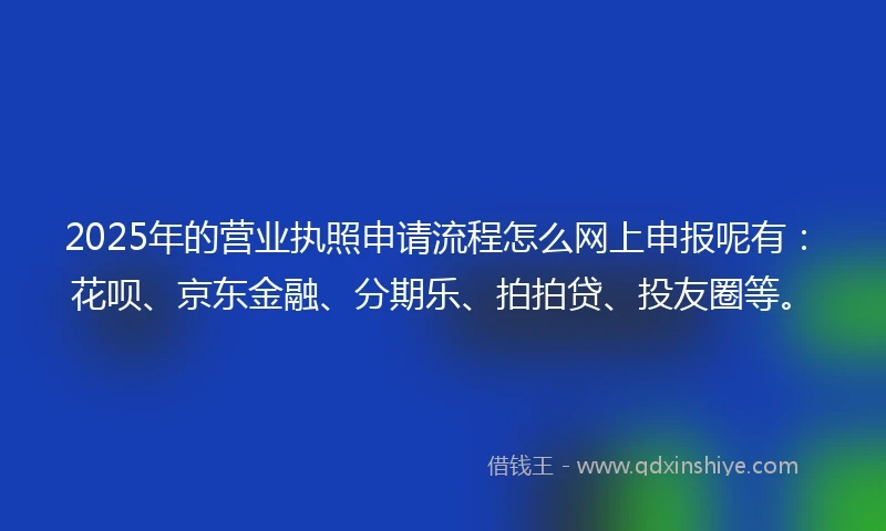 2025年的营业执照申请流程怎么网上申报呢有：花呗、京东金融、分期乐、拍拍贷、投友圈等。