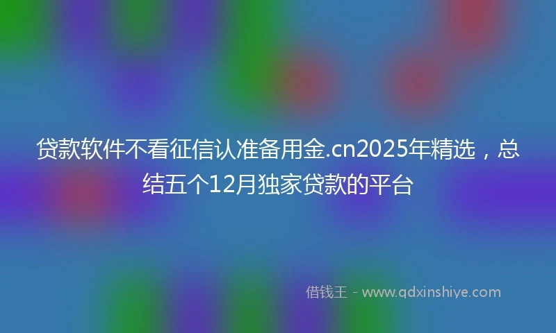 贷款软件不看征信认准备用金.cn2025年精选，总结五个12月独家贷款的平台
