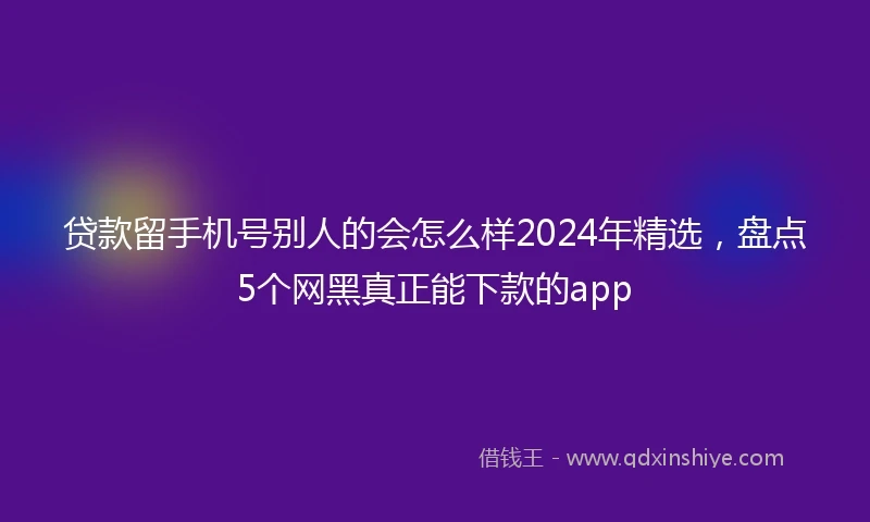 贷款留手机号别人的会怎么样2024年精选，盘点5个网黑真正能下款的app