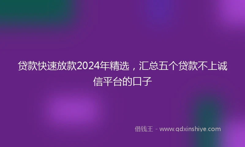 贷款快速放款2024年精选，汇总五个贷款不上诚信平台的口子