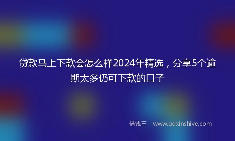 贷款马上下款会怎么样2024年精选，分享5个逾期太多仍可下款的口子