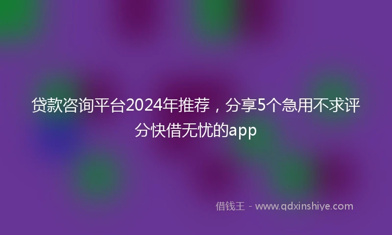 贷款咨询平台2024年推荐，分享5个急用不求评分快借无忧的app
