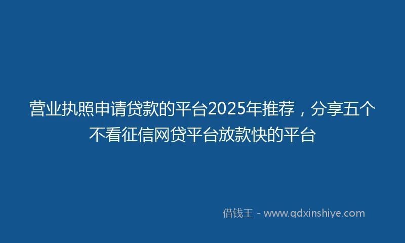 营业执照申请贷款的平台2025年推荐，分享五个不看征信网贷平台放款快的平台