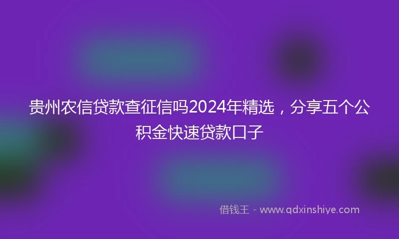 贵州农信贷款查征信吗2024年精选，分享五个公积金快速贷款口子