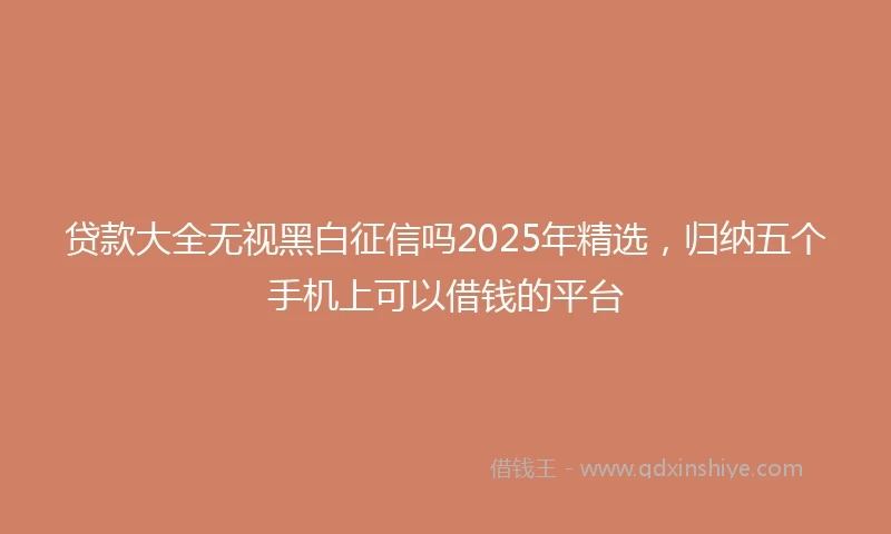 贷款大全无视黑白征信吗2025年精选，归纳五个手机上可以借钱的平台
