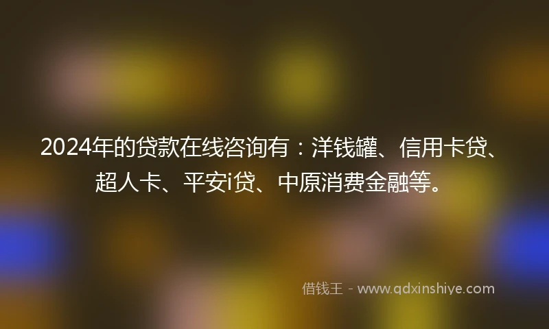 2024年的贷款在线咨询有：洋钱罐、信用卡贷、超人卡、平安i贷、中原消费金融等。