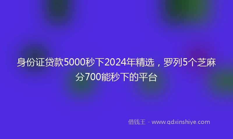 身份证贷款5000秒下2024年精选，罗列5个芝麻分700能秒下的平台