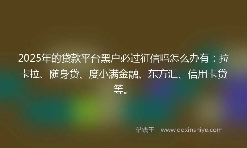2025年的贷款平台黑户必过征信吗怎么办有：拉卡拉、随身贷、度小满金融、东方汇、信用卡贷等。