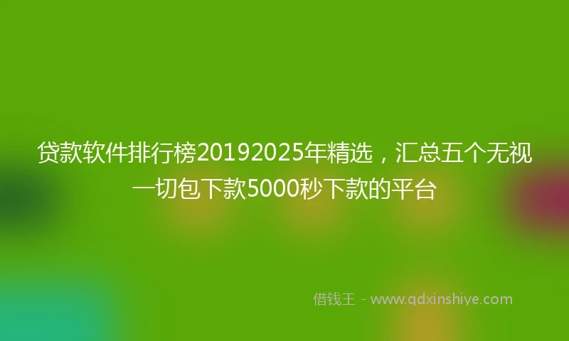 贷款软件排行榜20192025年精选，汇总五个无视一切包下款5000秒下款的平台