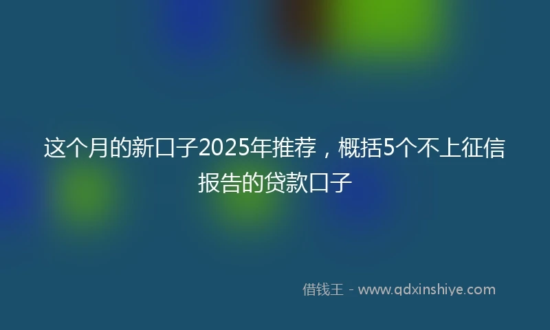 这个月的新口子2025年推荐，概括5个不上征信报告的贷款口子