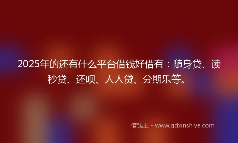 2025年的还有什么平台借钱好借有：随身贷、读秒贷、还呗、人人贷、分期乐等。