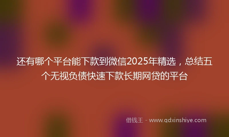 还有哪个平台能下款到微信2025年精选，总结五个无视负债快速下款长期网贷的平台