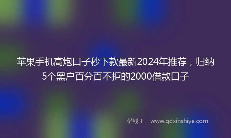 苹果手机高炮口子秒下款最新2024年推荐，归纳5个黑户百分百不拒的2000借款口子