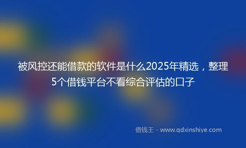 被风控还能借款的软件是什么2025年精选，整理5个借钱平台不看综合评估的口子