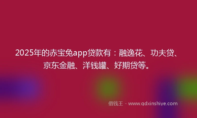 2025年的赤宝兔app贷款有：融逸花、功夫贷、京东金融、洋钱罐、好期贷等。