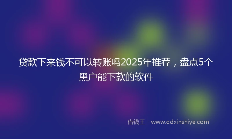 贷款下来钱不可以转账吗2025年推荐，盘点5个黑户能下款的软件