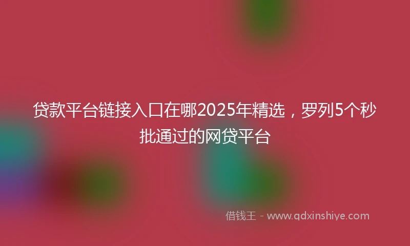 贷款平台链接入口在哪2025年精选，罗列5个秒批通过的网贷平台