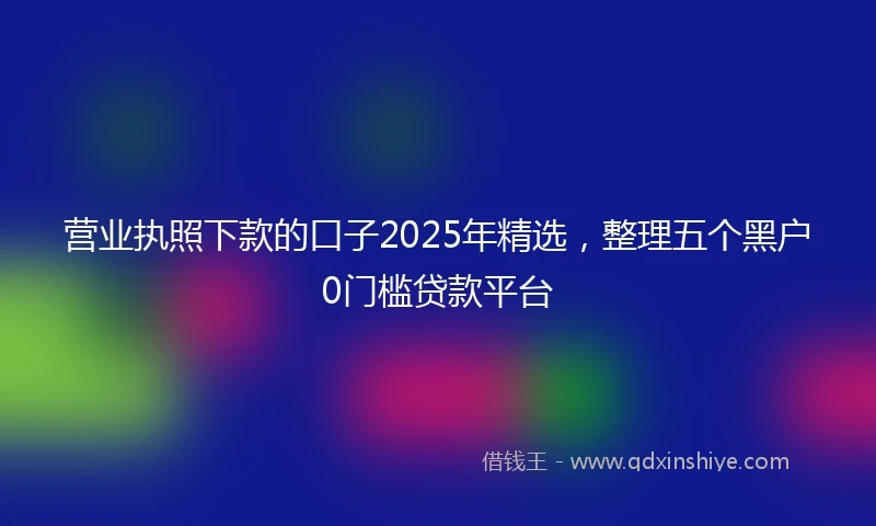 营业执照下款的口子2025年精选，整理五个黑户0门槛贷款平台