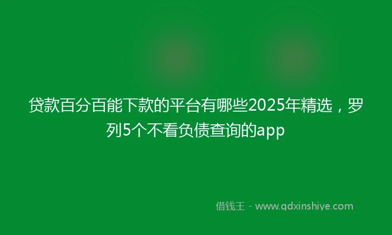 贷款百分百能下款的平台有哪些2025年精选，罗列5个不看负债查询的app