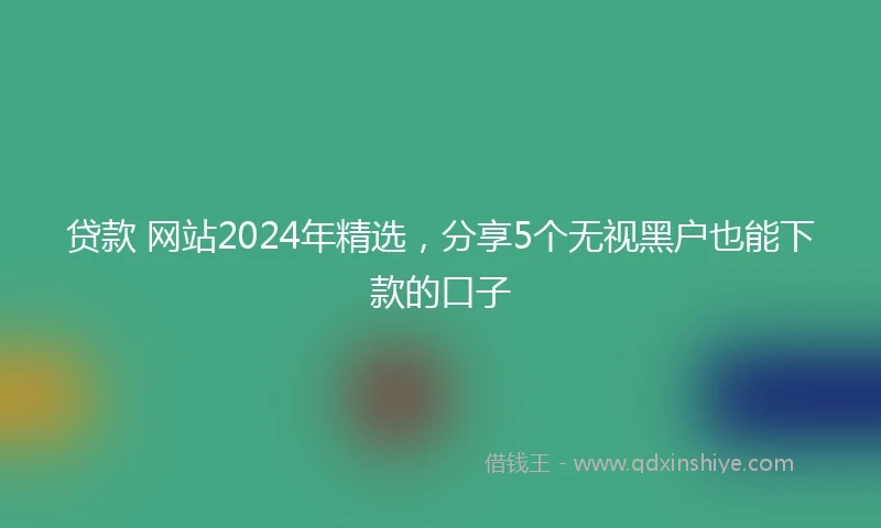 贷款 网站2024年精选，分享5个无视黑户也能下款的口子