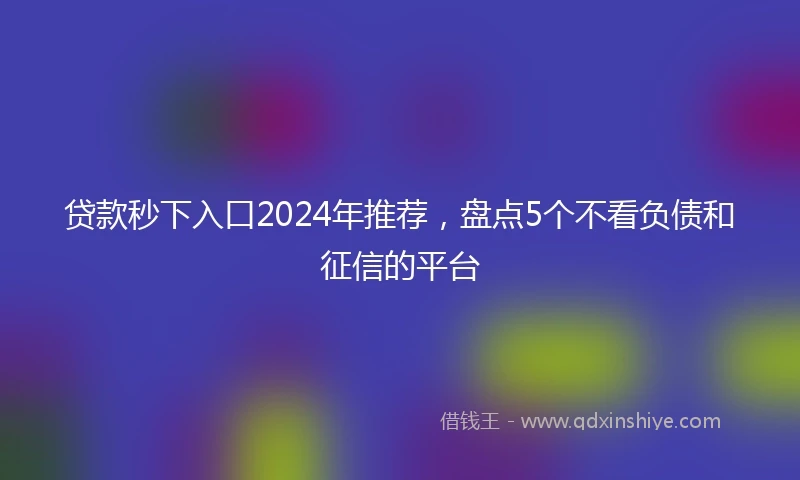贷款秒下入口2024年推荐，盘点5个不看负债和征信的平台