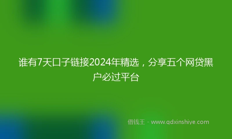 谁有7天口子链接2024年精选，分享五个网贷黑户必过平台