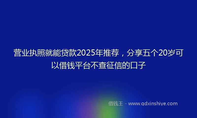 营业执照就能贷款2025年推荐，分享五个20岁可以借钱平台不查征信的口子