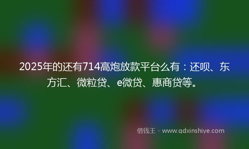 2025年的还有714高炮放款平台么有：还呗、东方汇、微粒贷、e微贷、惠商贷等。