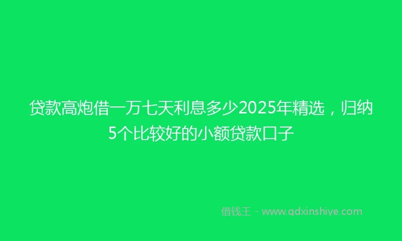 贷款高炮借一万七天利息多少2025年精选，归纳5个比较好的小额贷款口子