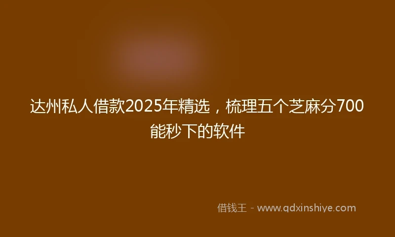 达州私人借款2025年精选，梳理五个芝麻分700能秒下的软件