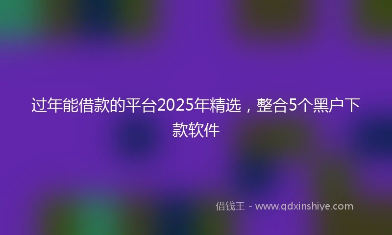 过年能借款的平台2025年精选,整合5个黑户下款软件